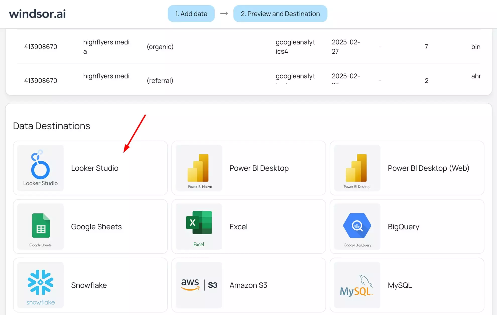 integrate data into looker studio with windsor.ai