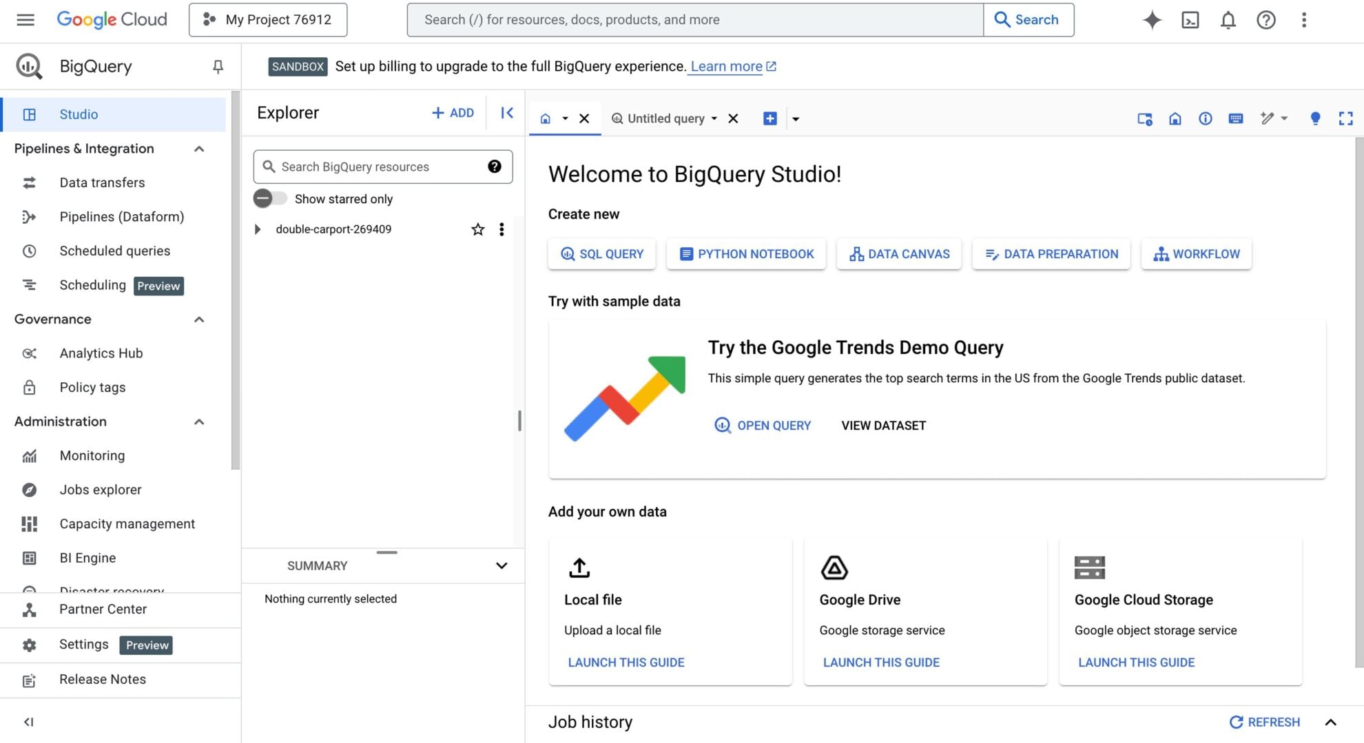 bigquery environment