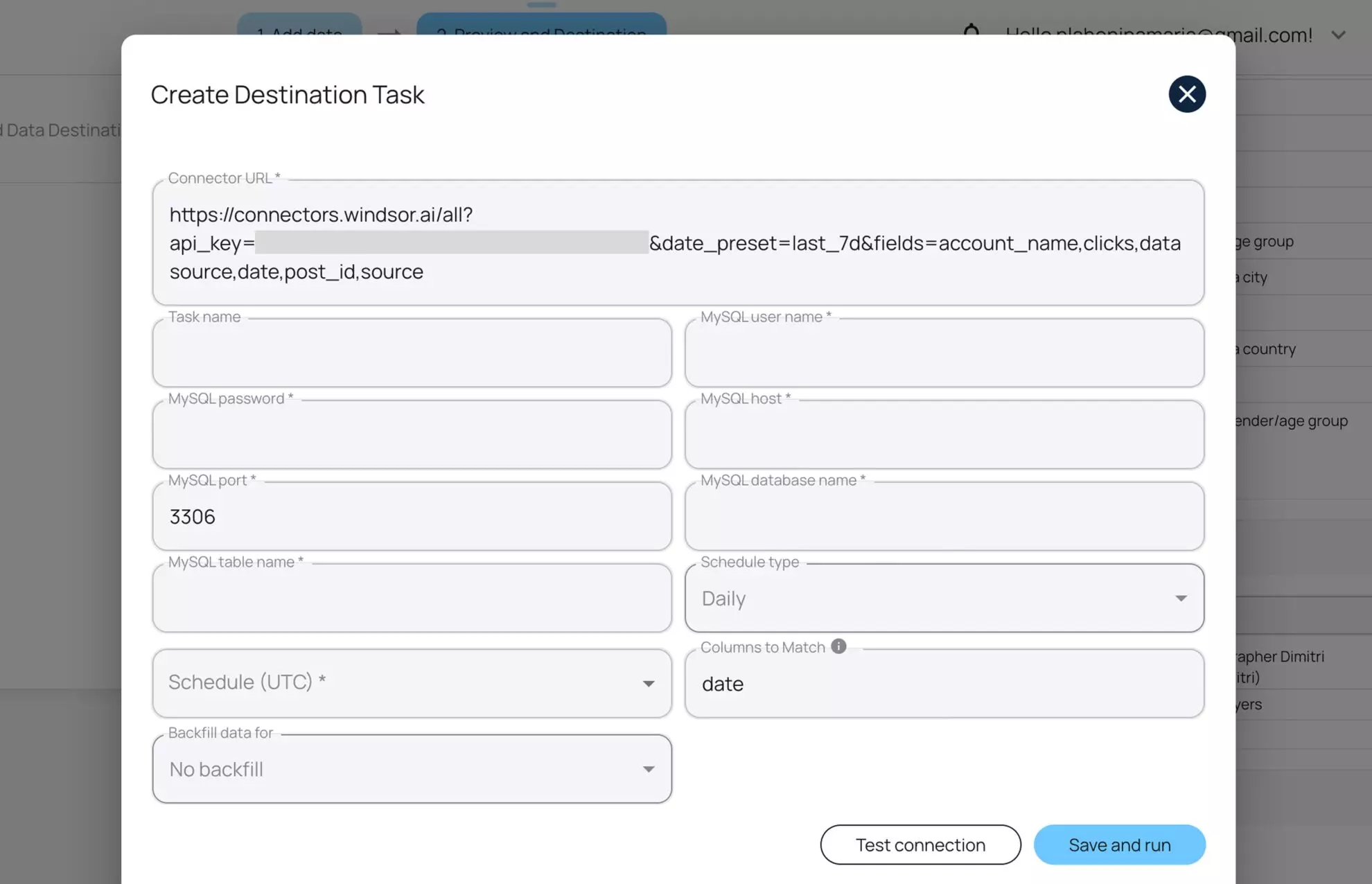 mysql data integration in windsor.ai