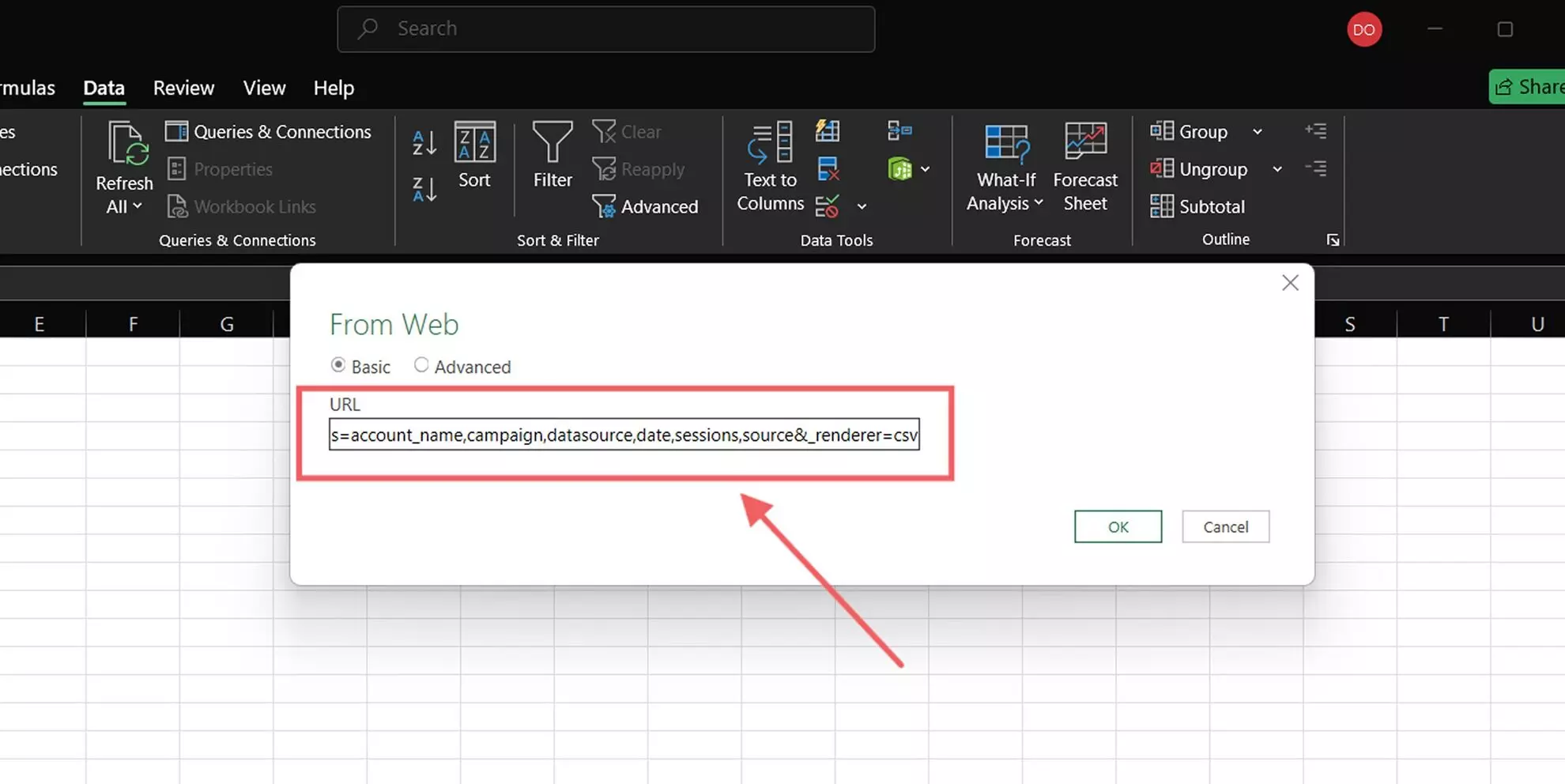 API key from windsor.ai for excel