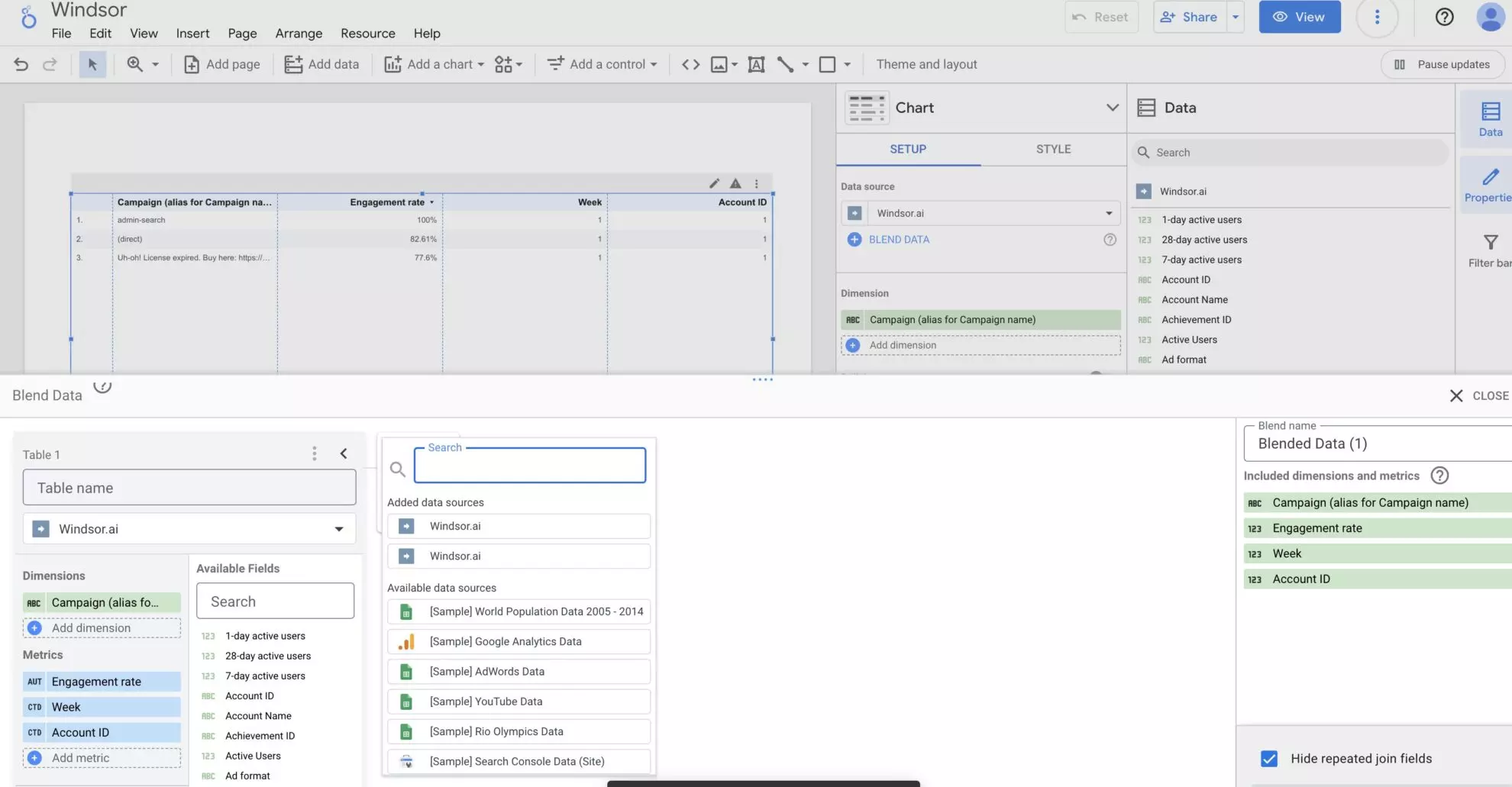 Check blended data sources in Looker