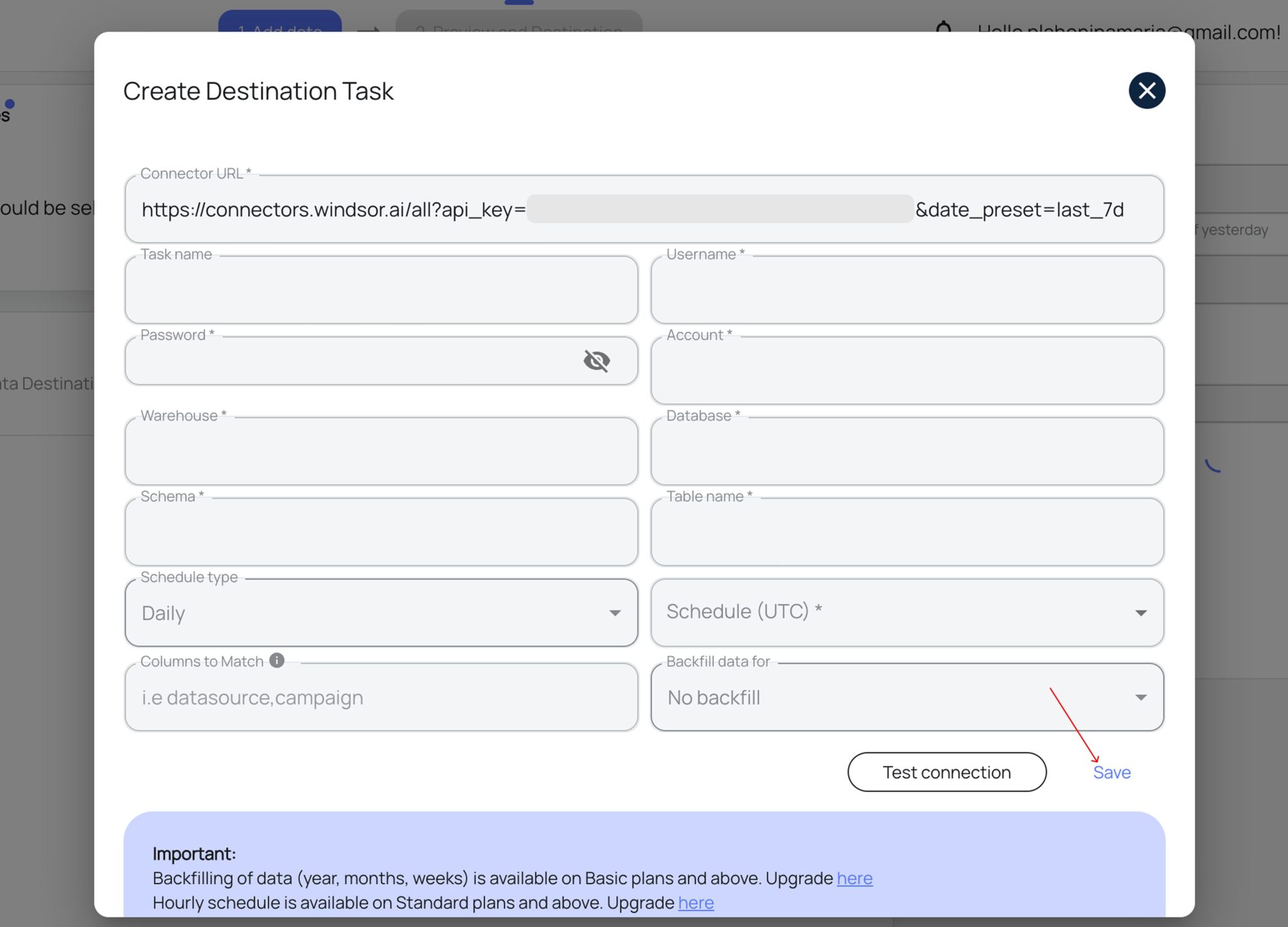 destination task in snowflake