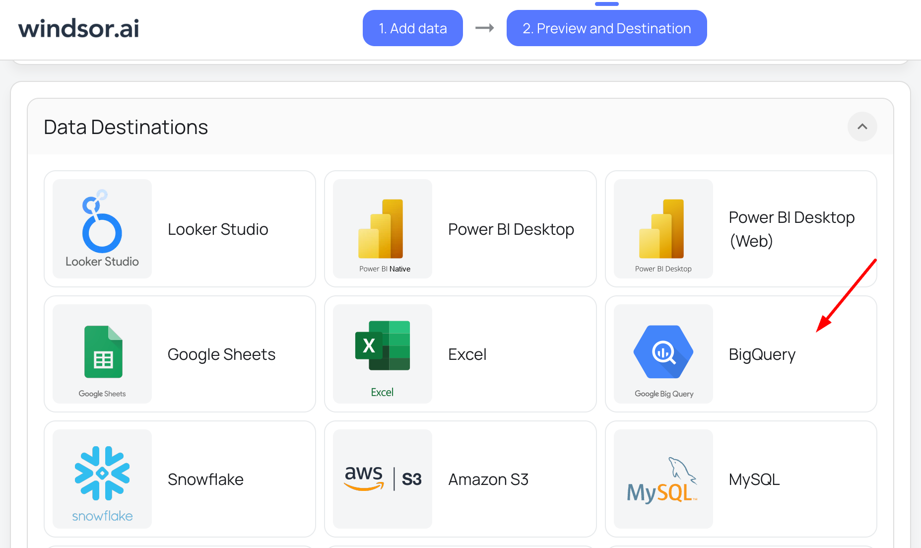 bigquery destination