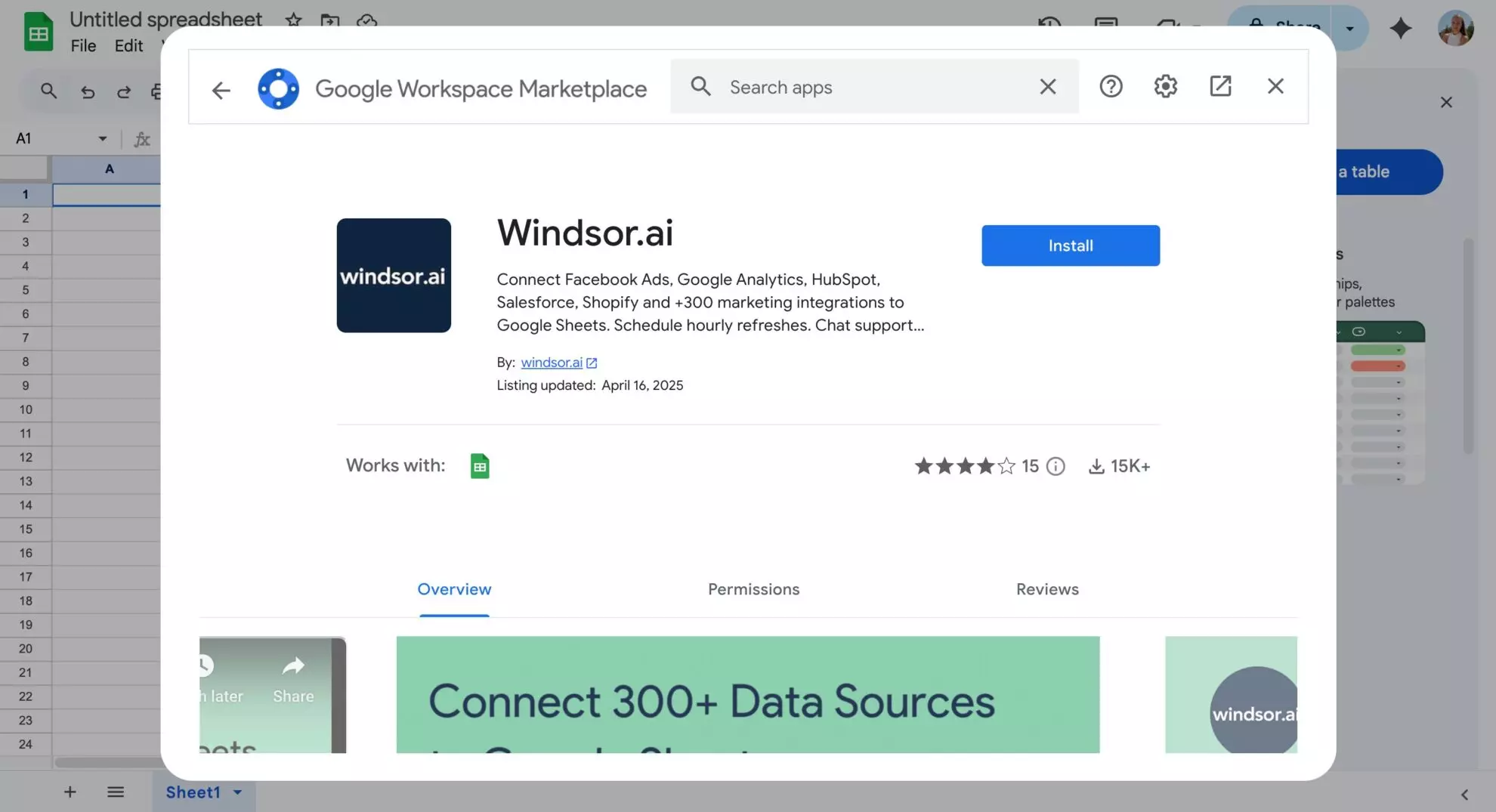 google sheets connector windsor