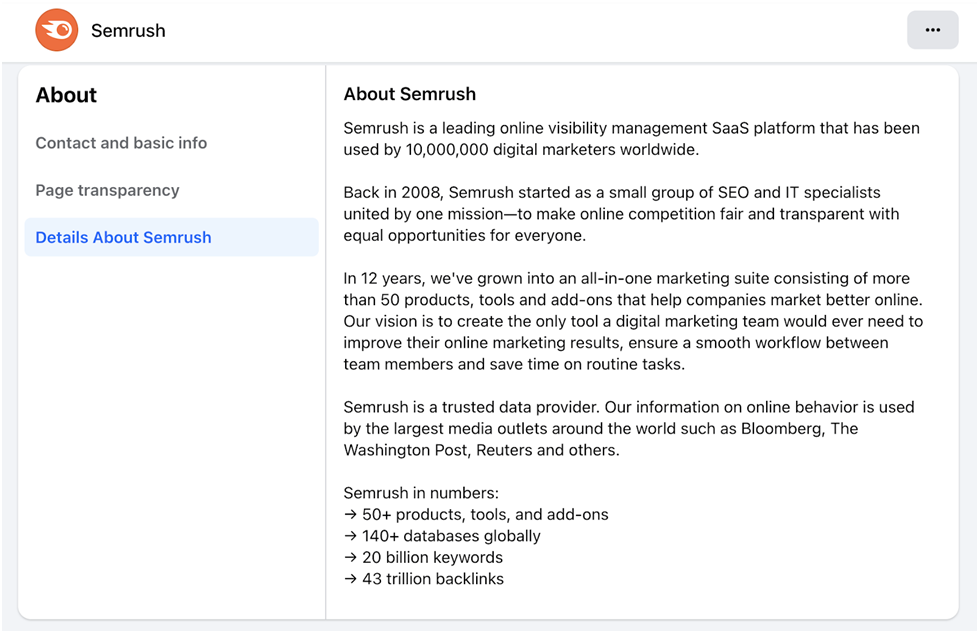 Facebook SEO keyword optimization