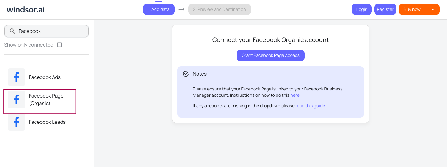 Facebook Page Insights data source
