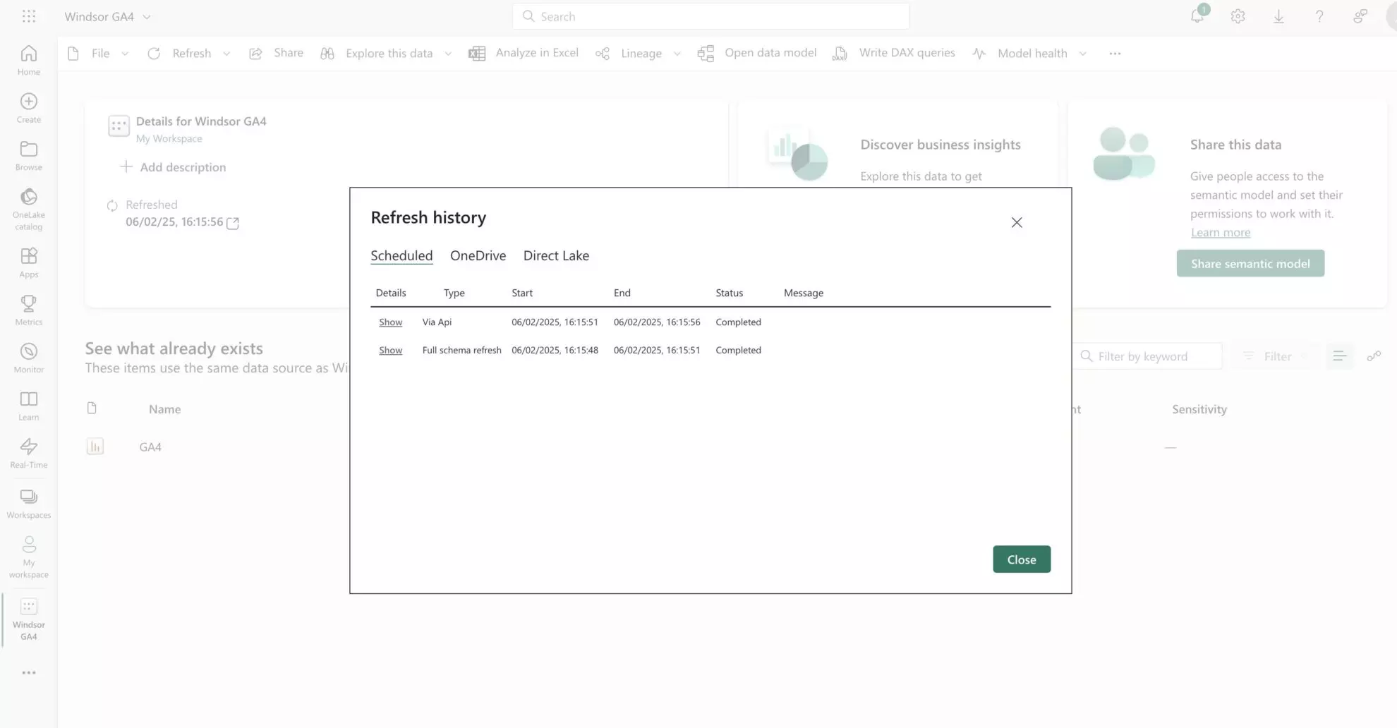  Refresh history in power bi