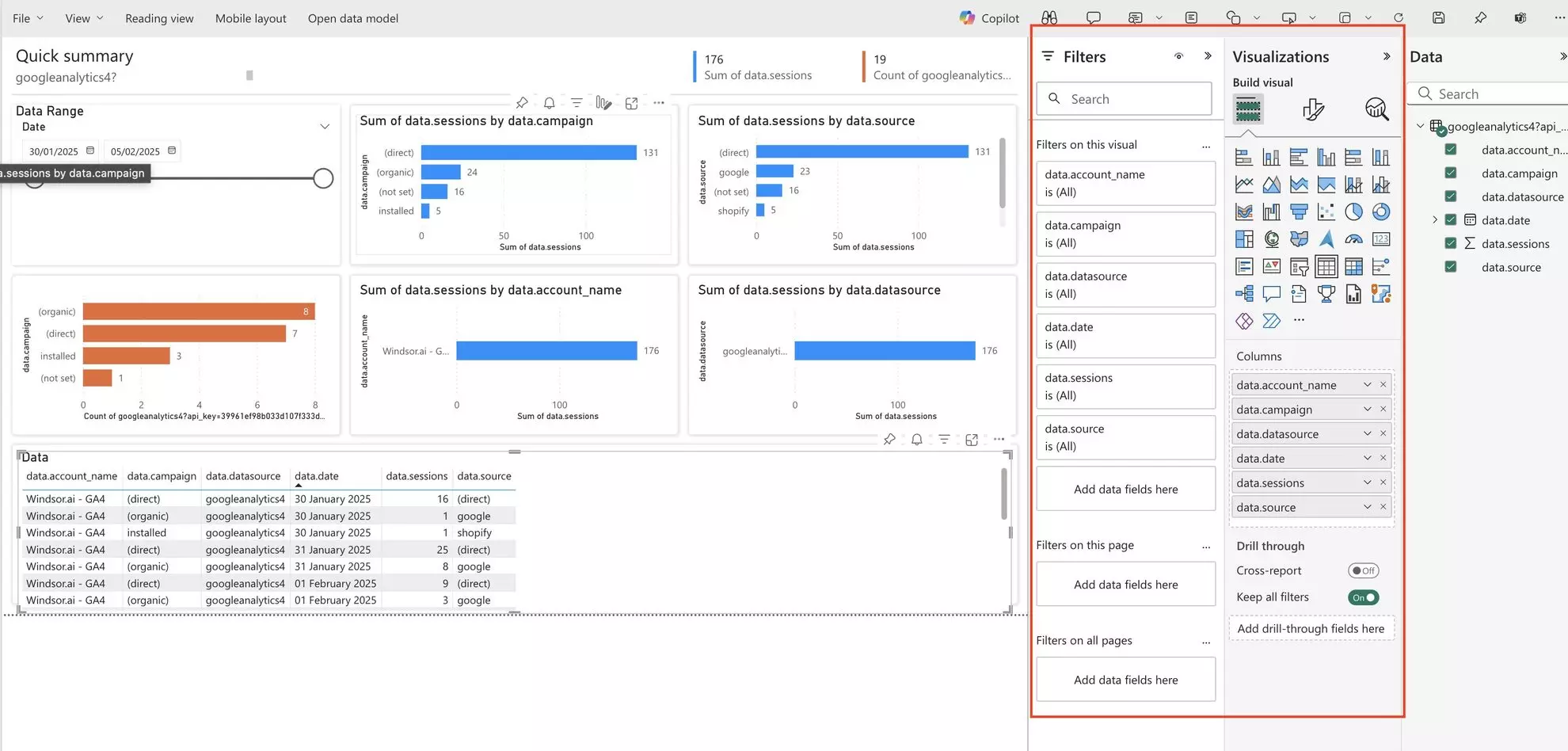 Selecting fields in Power BI