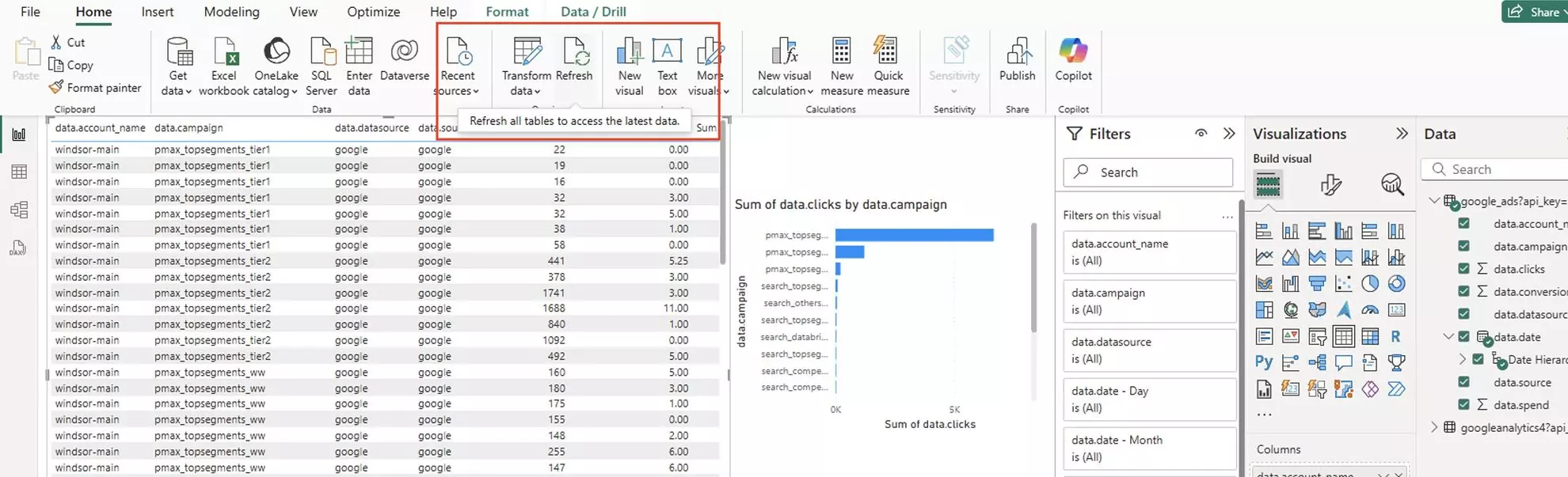 Manual refresh in power bi