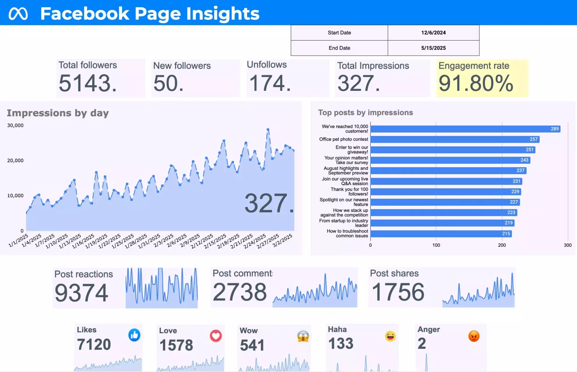 facebook page insights template