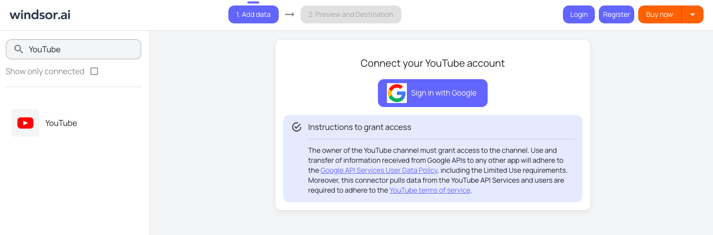 YouTube data source