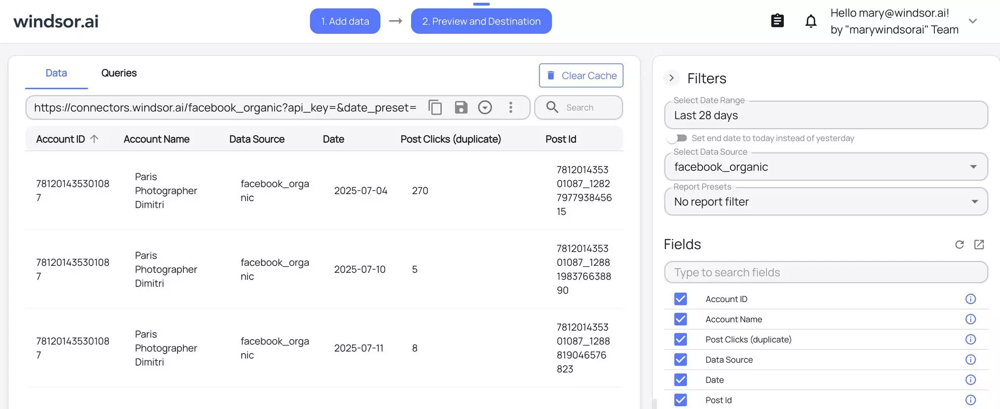 data preview in windsor