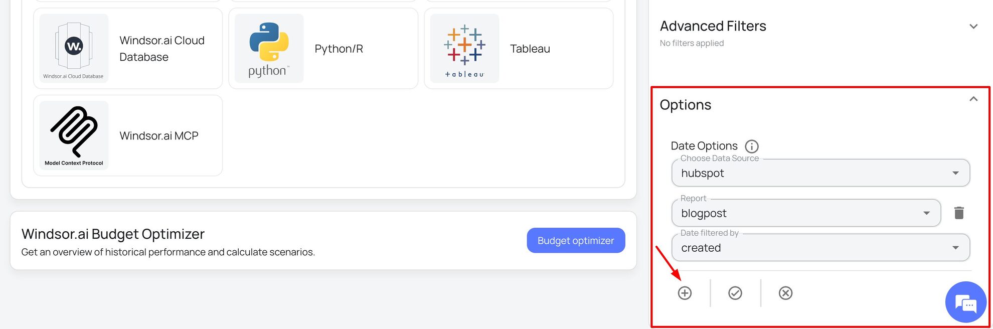 date options windsor hubspot connector