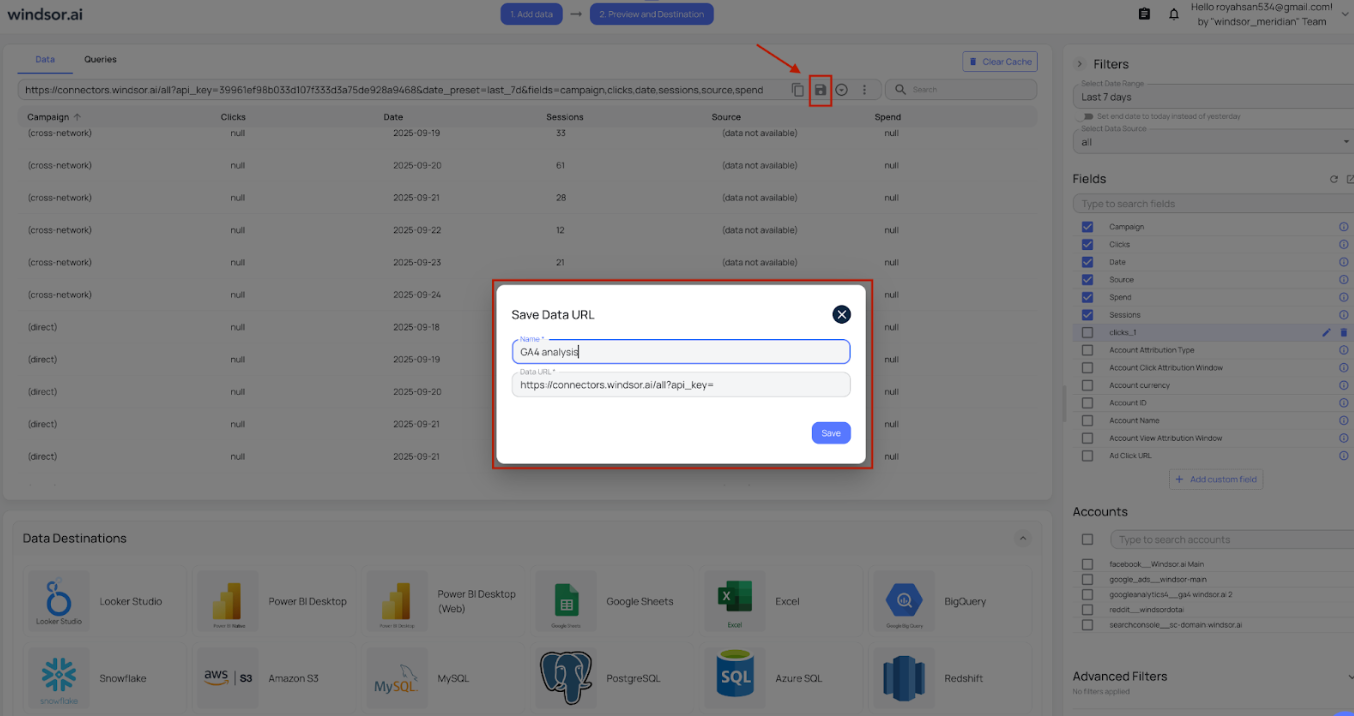 save custom query windsor