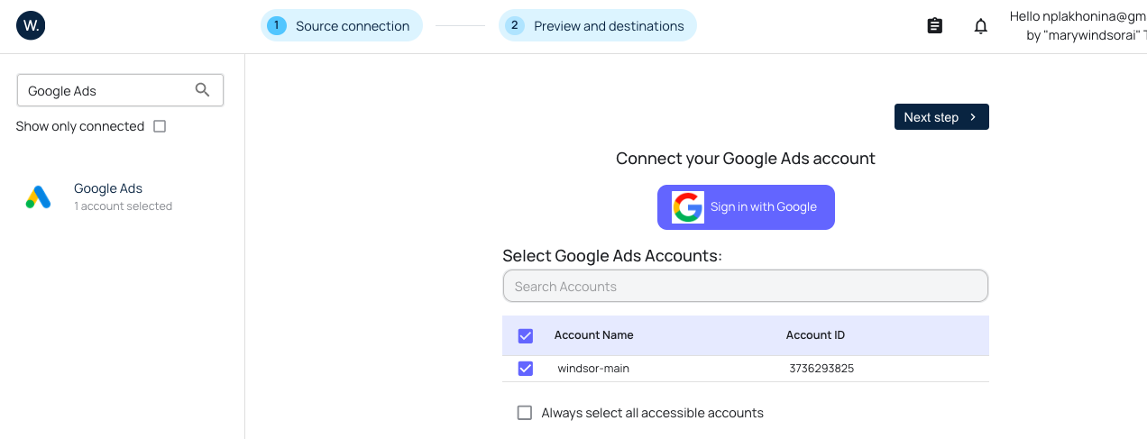 Google Ads data source