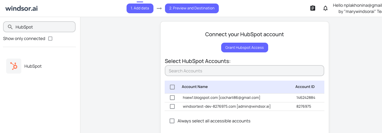 HubSpot data source