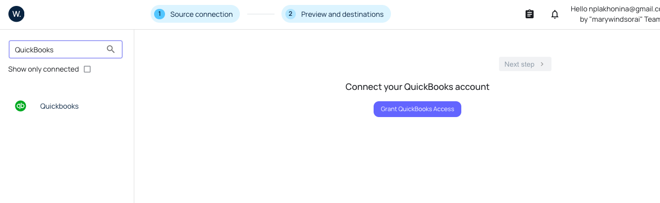 QuickBooks data source