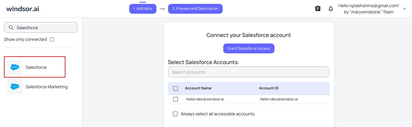 Salesforce data source