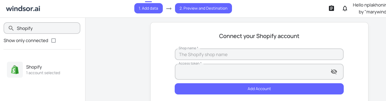 Shopify data source