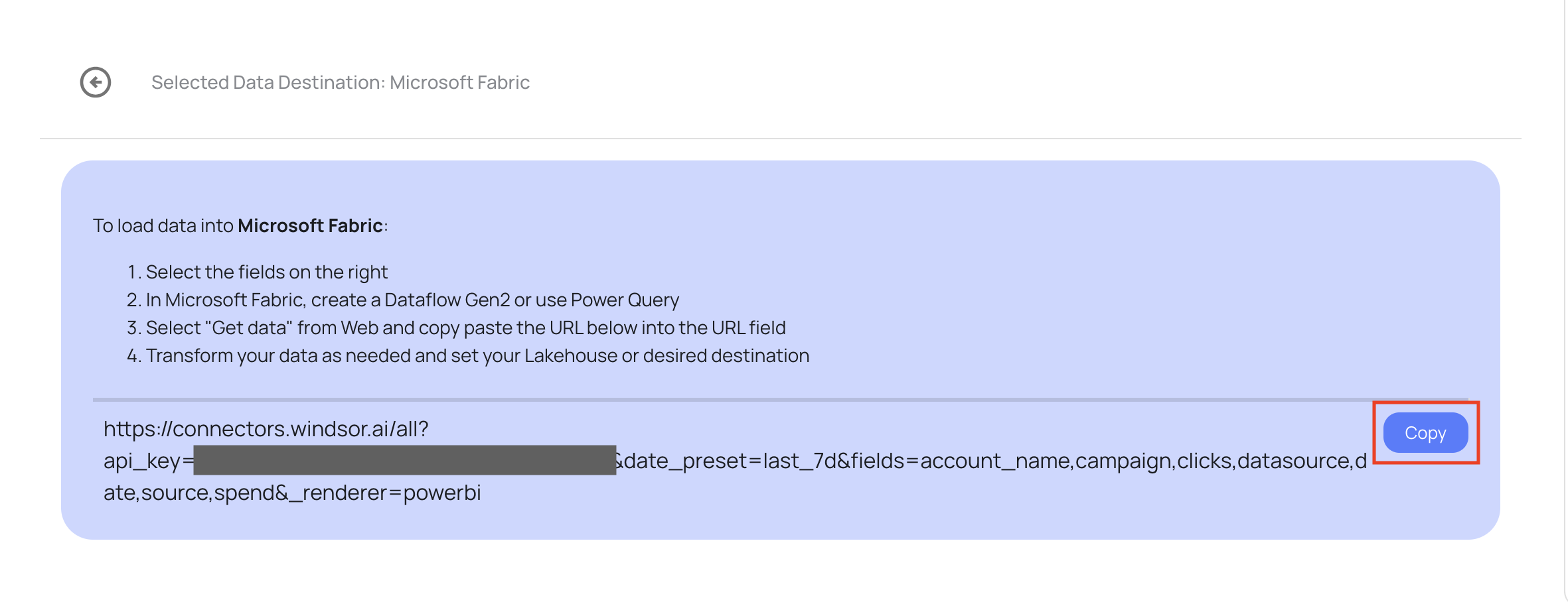 how to send data into microsoft fabric windsor