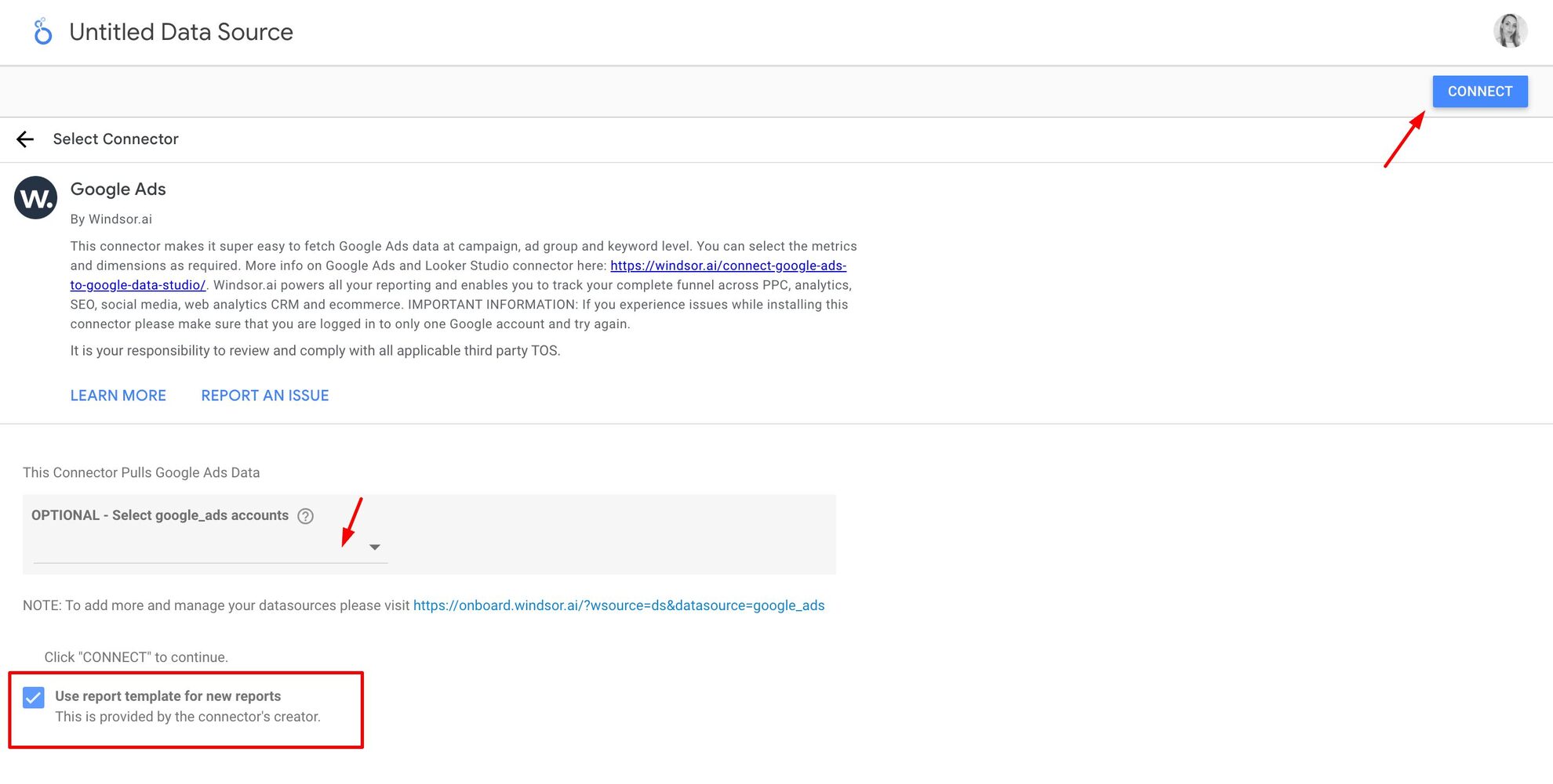 google ads looker studio connector windsor