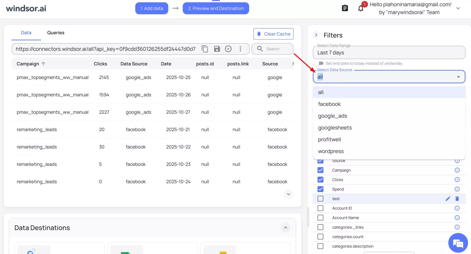 select data source windsor