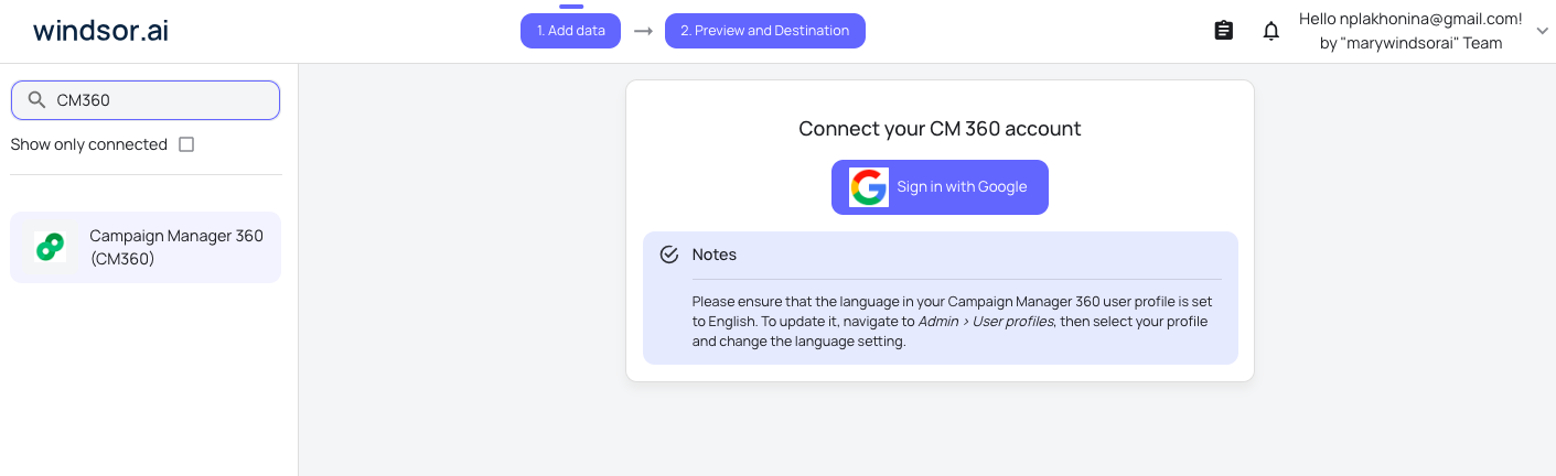Campaign Manager 360 data source