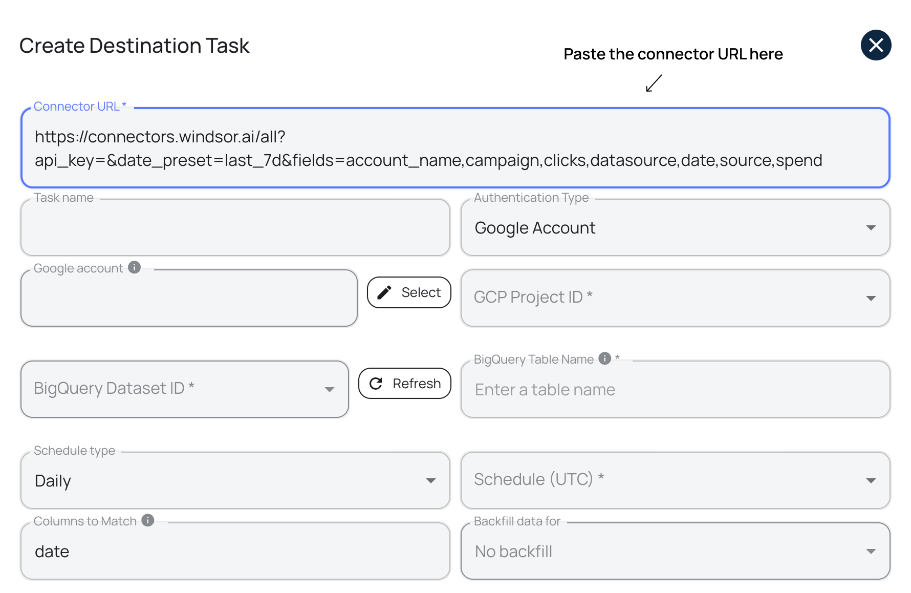 bigquery data integration windsor
