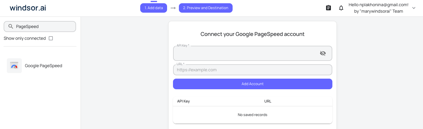 PageSpeed data source