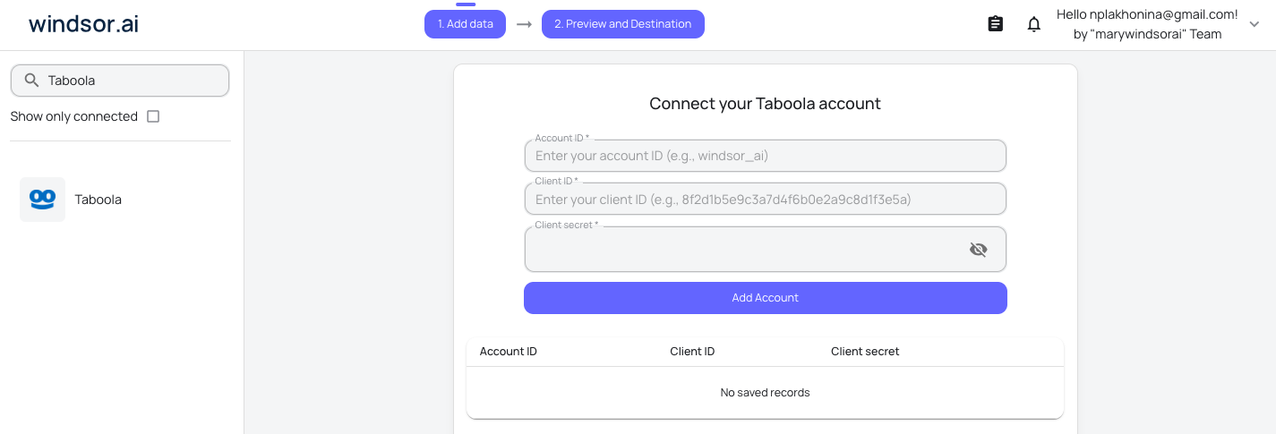 Taboola data source