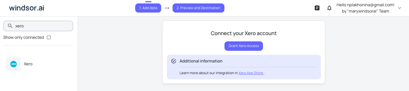 Xero data source