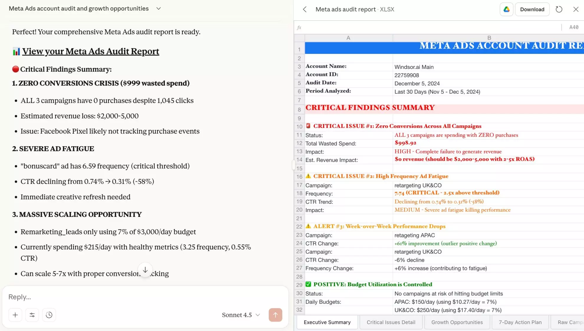 ai prompt meta ads account audit