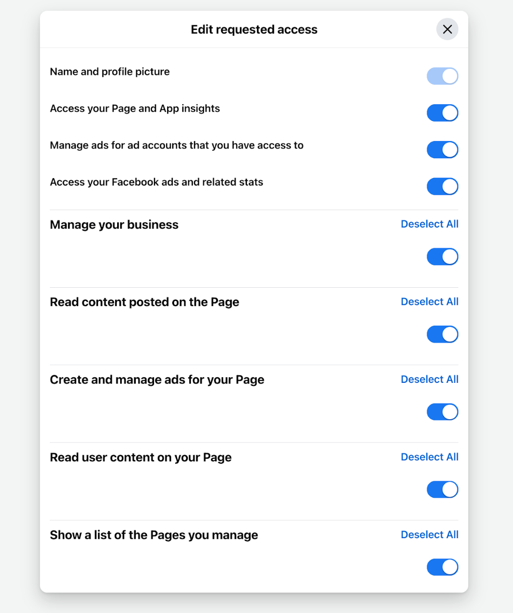 facebook ads permissions