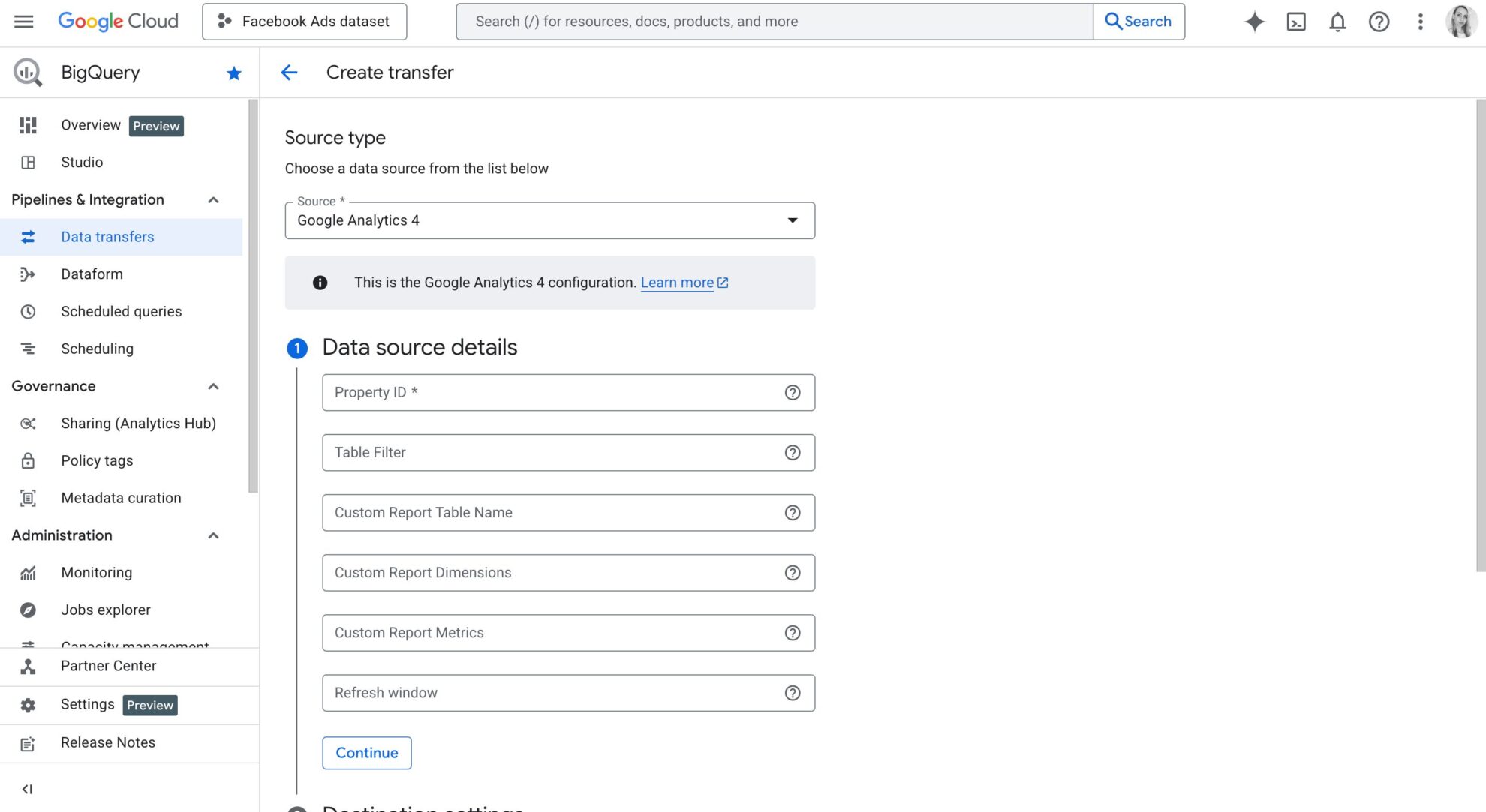 google analytics 4 bigquery data transfer service