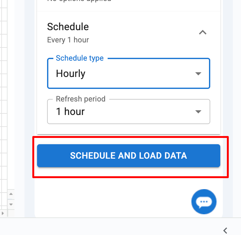 schedule and load data google sheets windsor