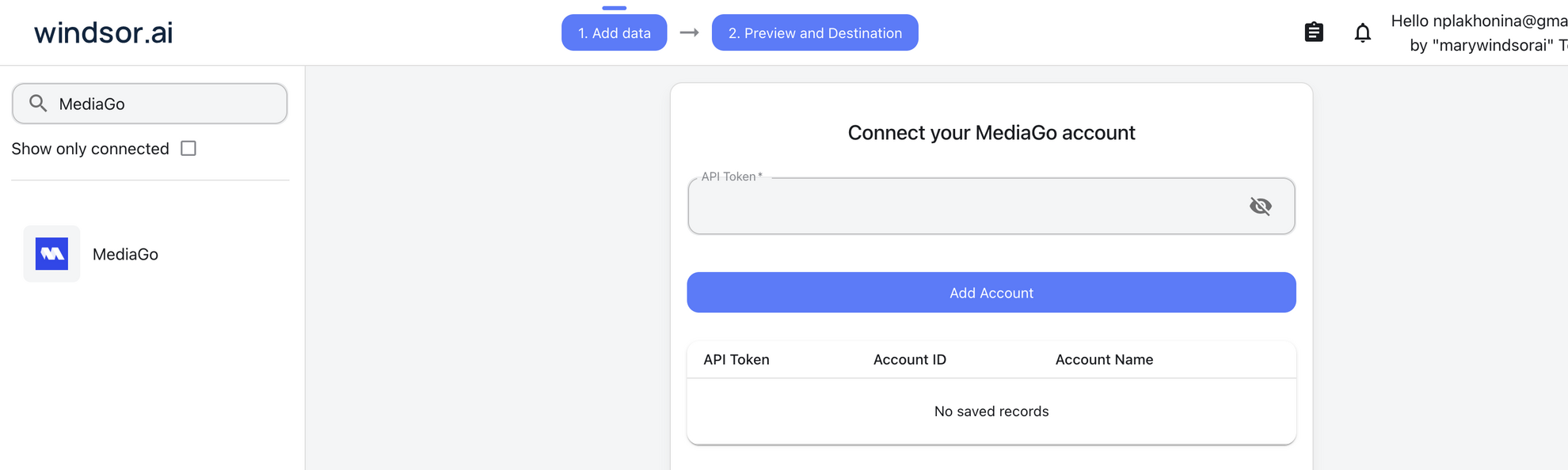 MediaGo data source windsor