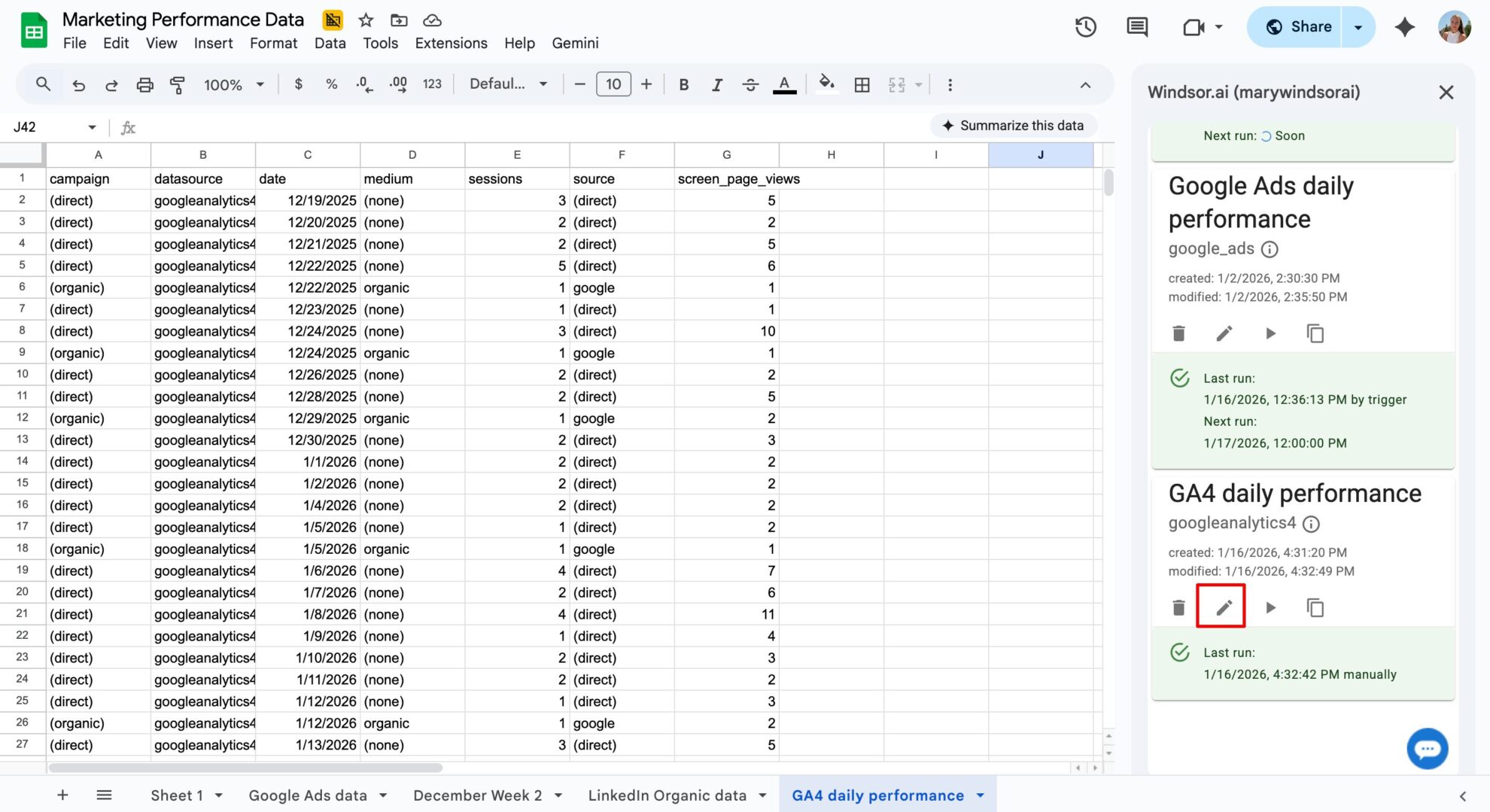 edit query google sheets extension windsor