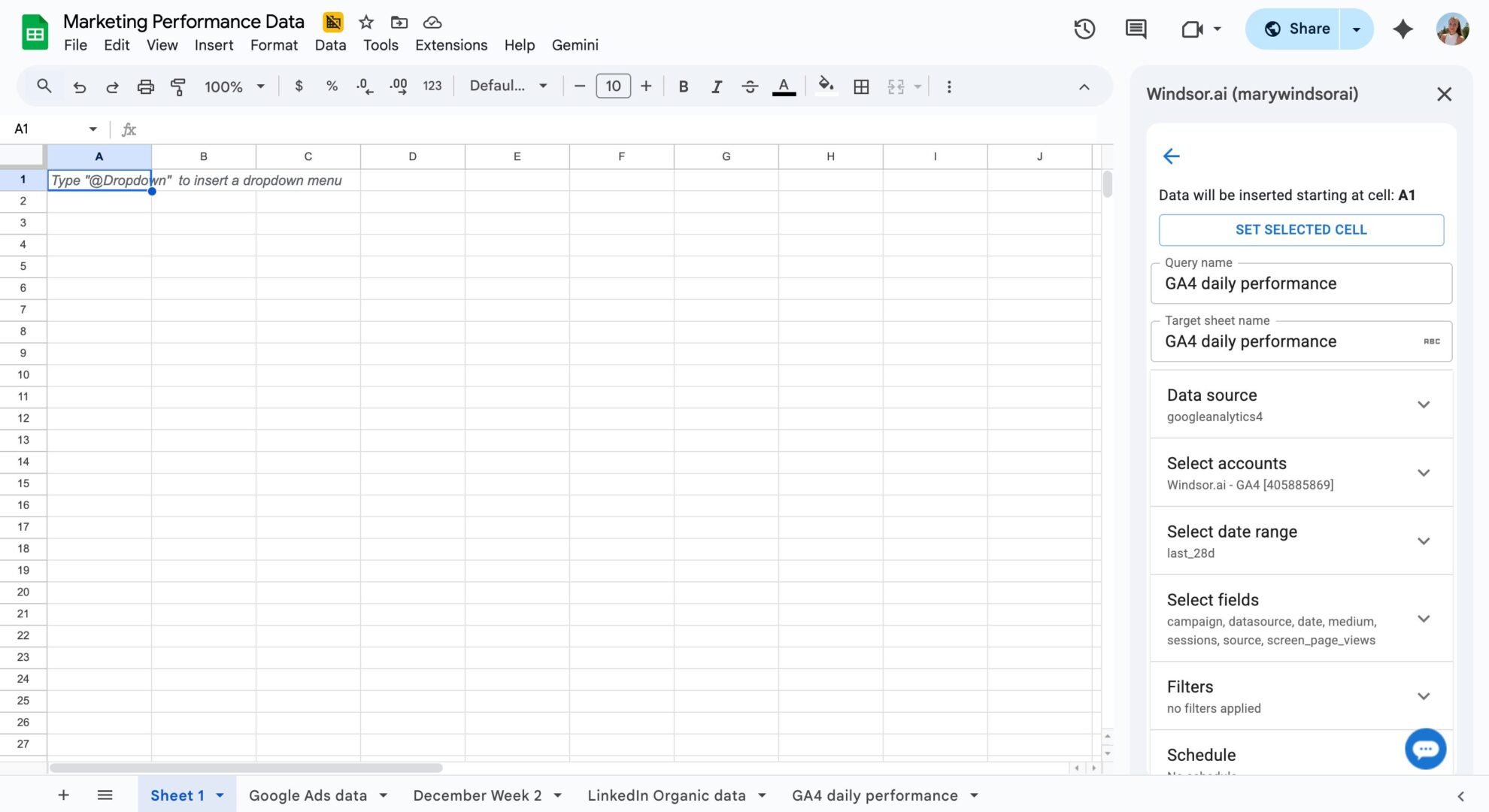 ga4 data export to google sheets