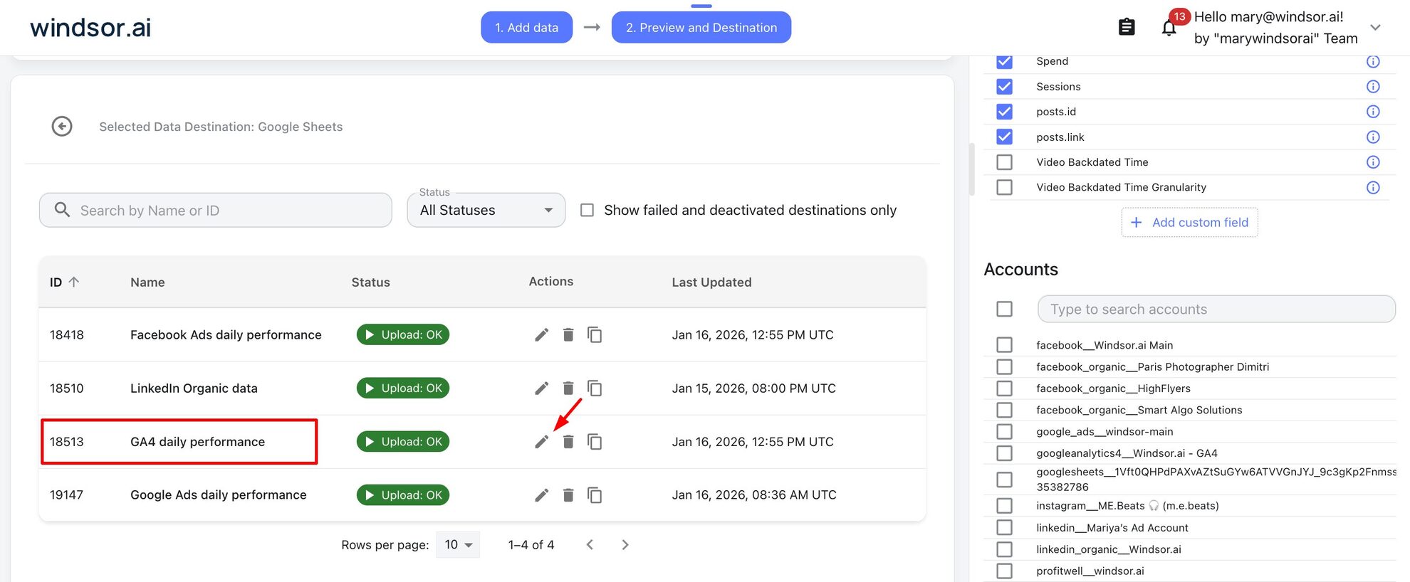 ga4 data export to google sheets