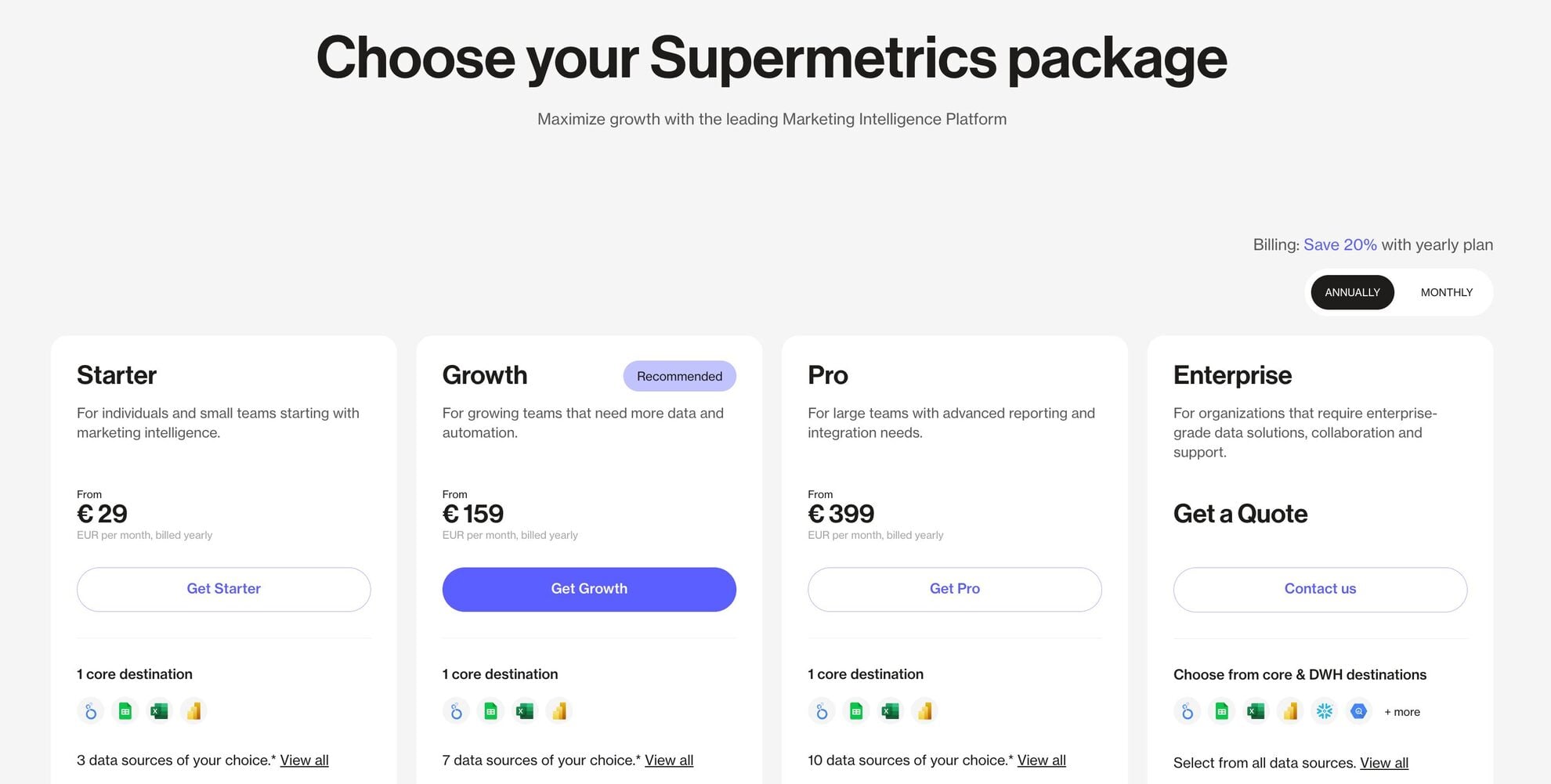 supermetrics pricing 2026