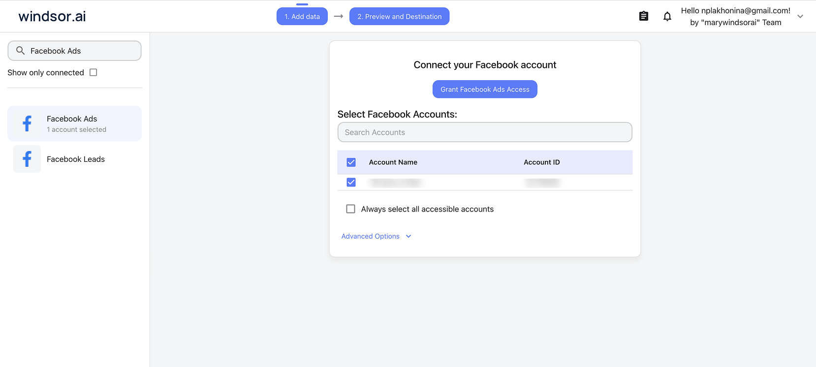 Facebook Ads data source