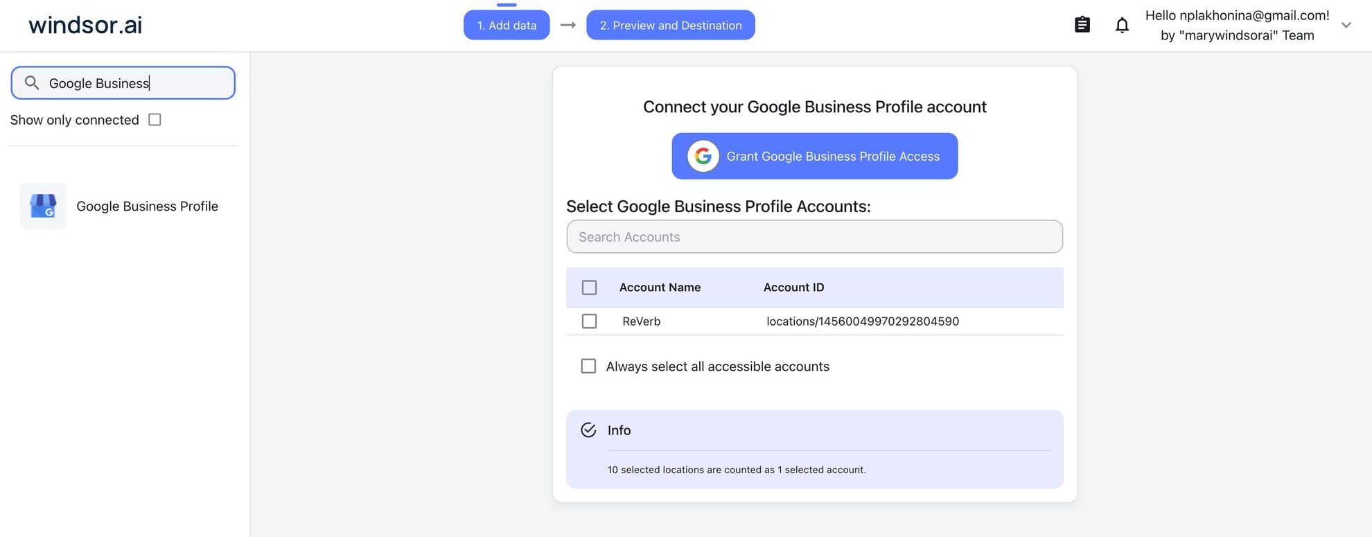 Google Business Profile data source