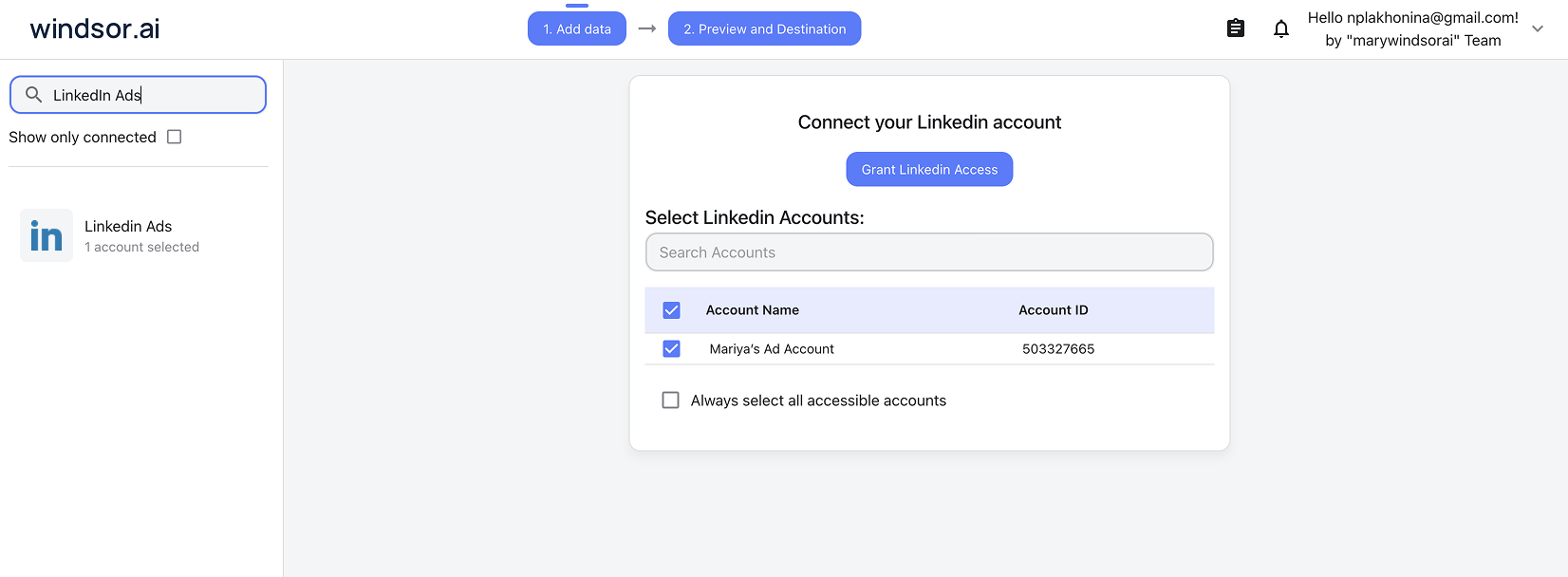 LinkedIn Ads data source