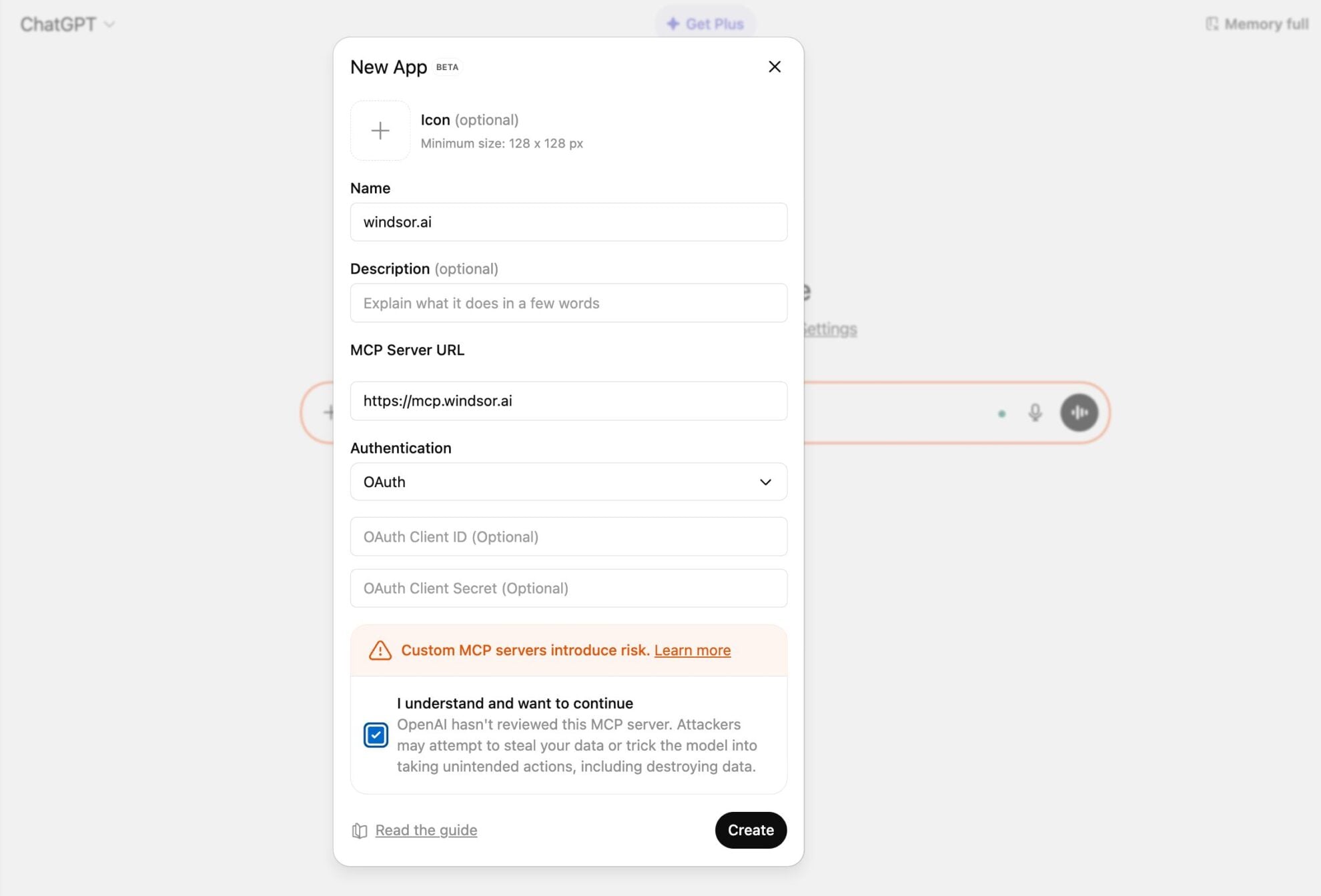 add windsor mcp to chatgpt