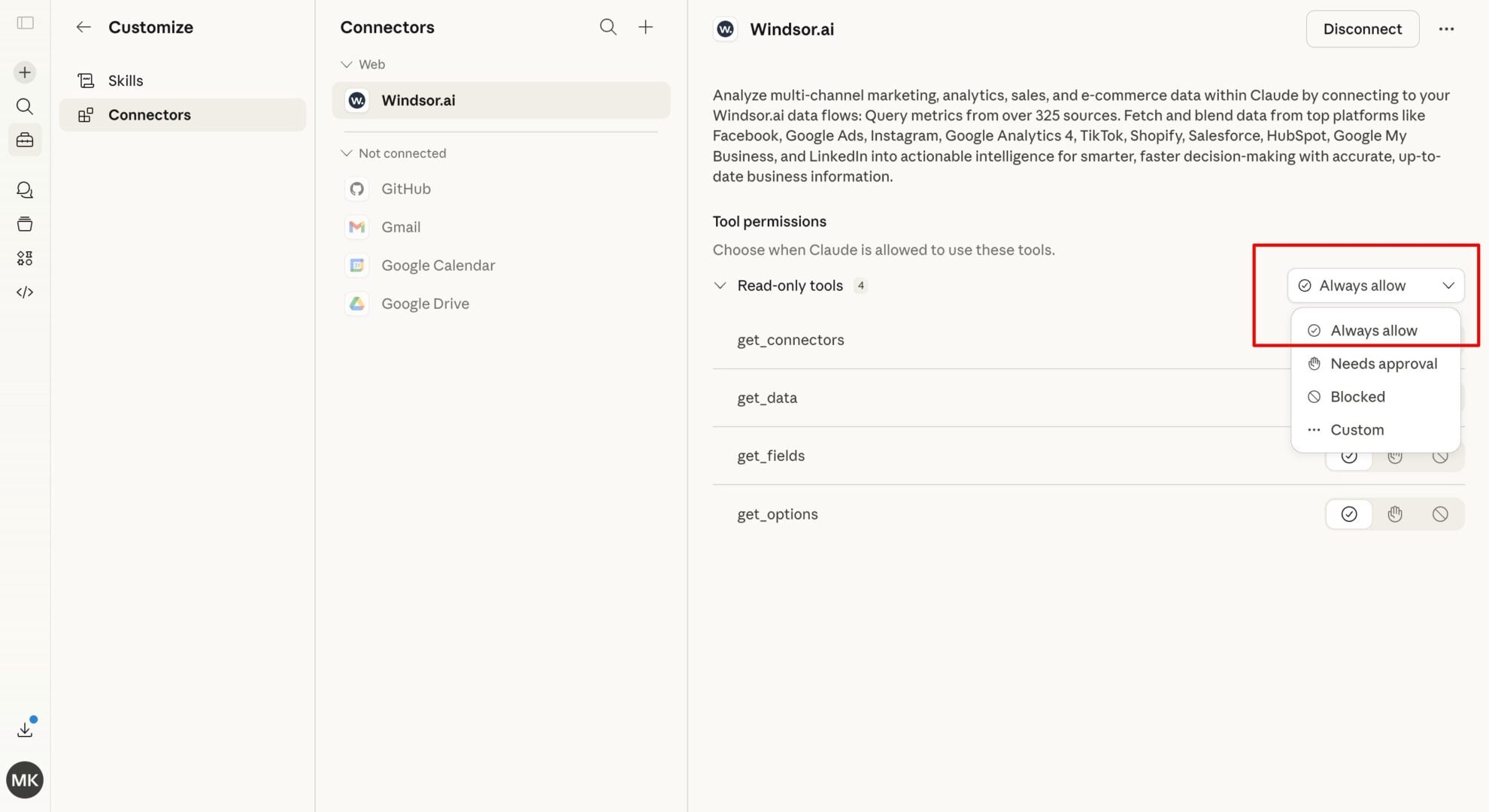 connect windsor.ai to claude