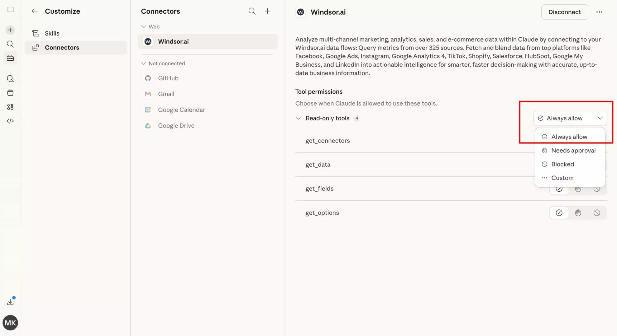 connect windsor.ai to claude