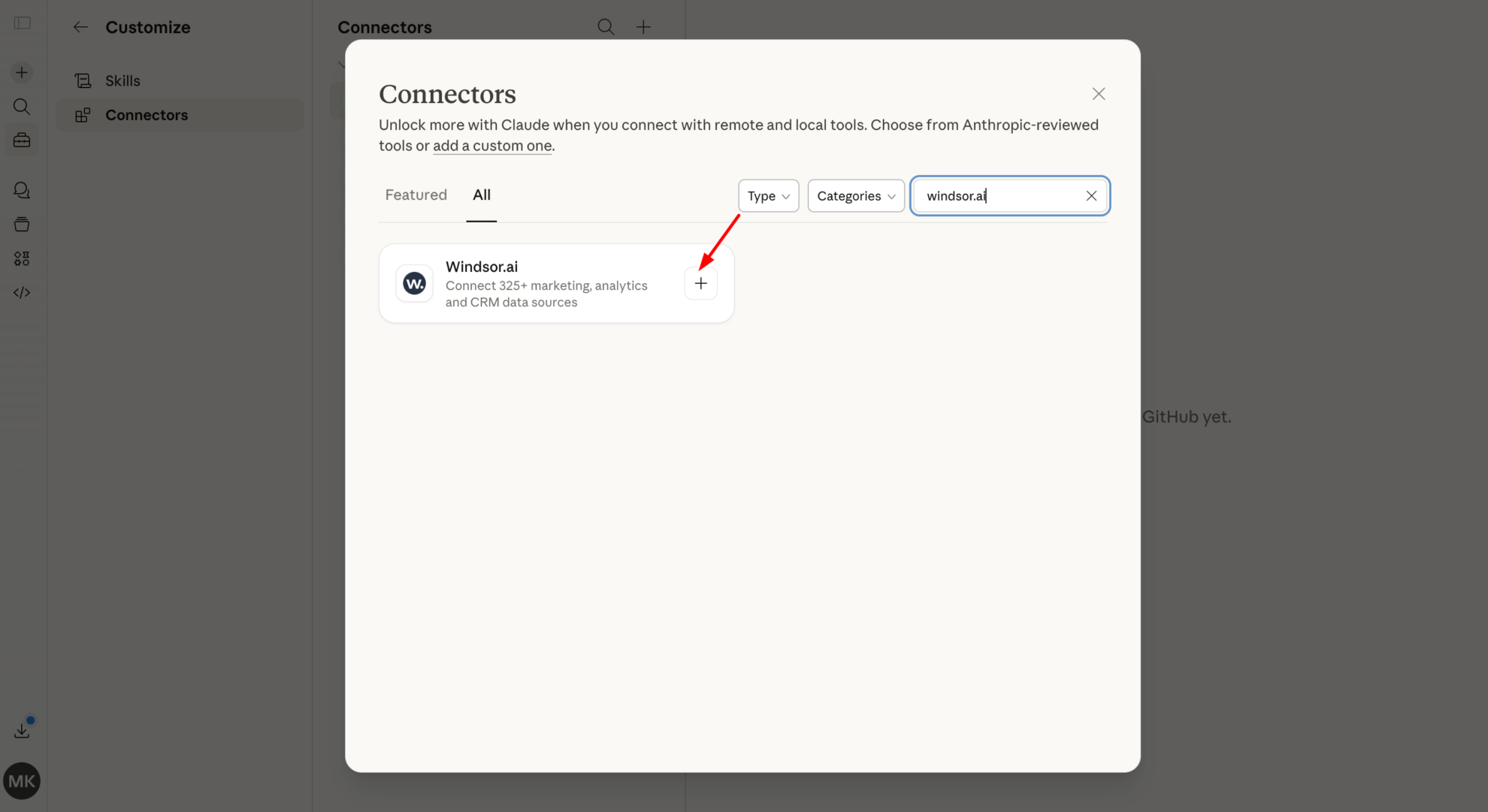 windsor.ai connector claude
