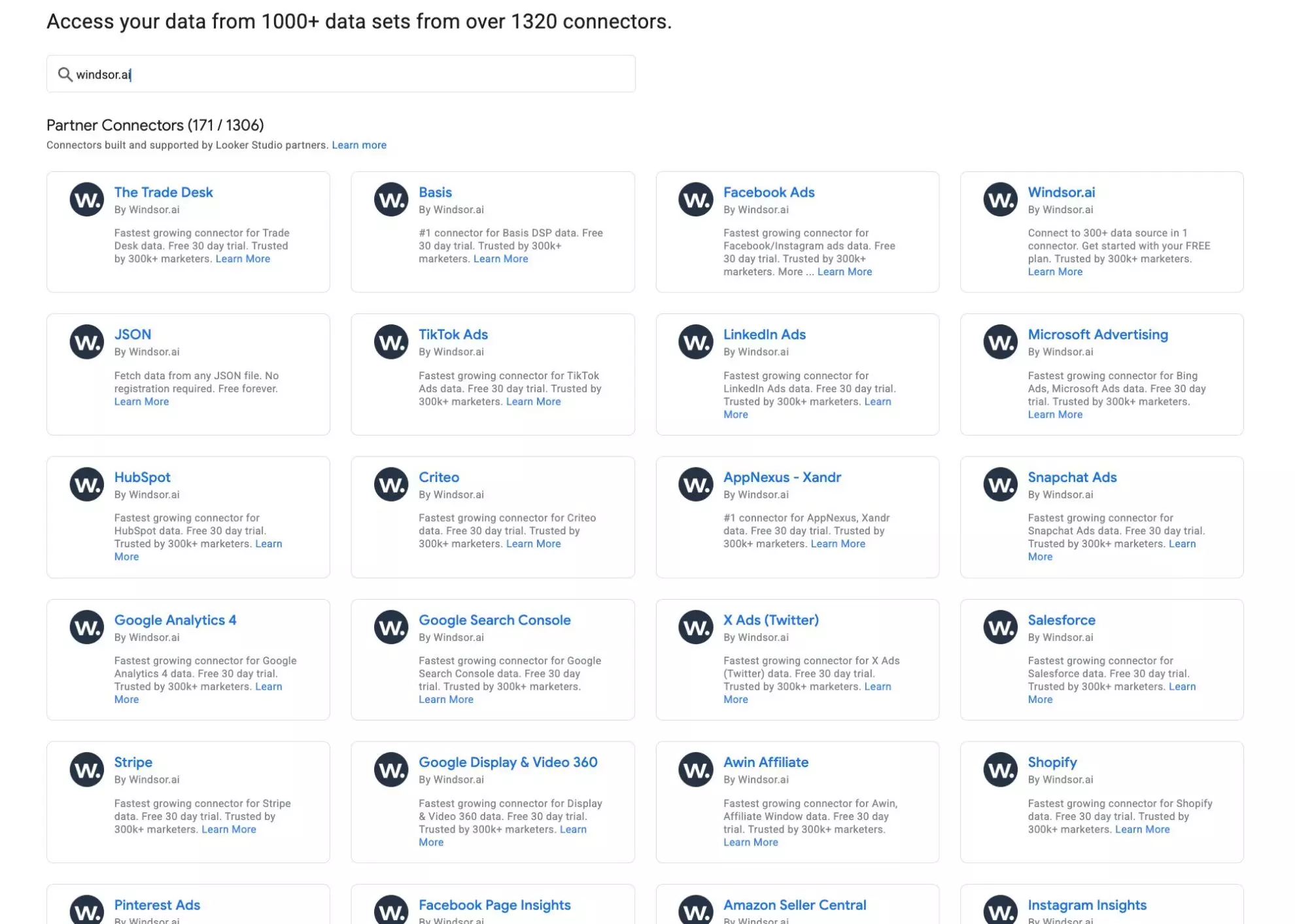 windsor.ai looker studio connectors