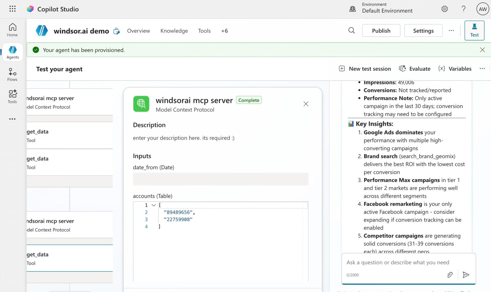 Analyze data in Copilot Agent