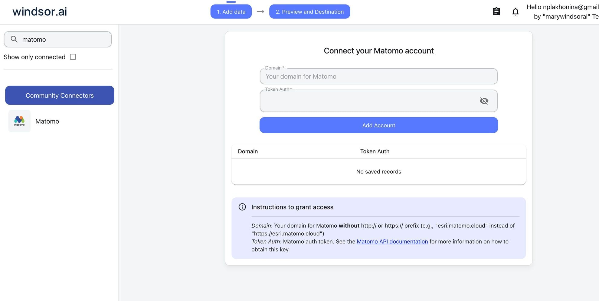 Matomo data source Windsor